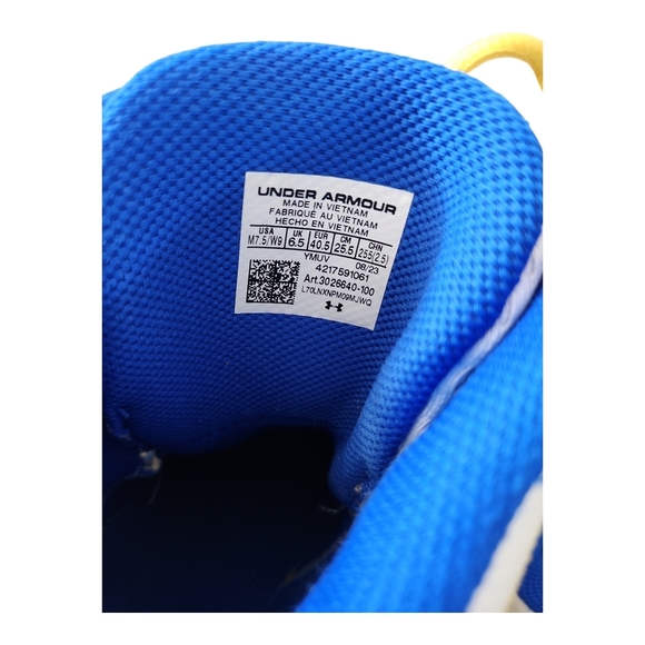 Under Armour Curry Spawn FloTro Basketball Sneaker Lightweight Yellow Blue 7.5 - Picture 7 of 8